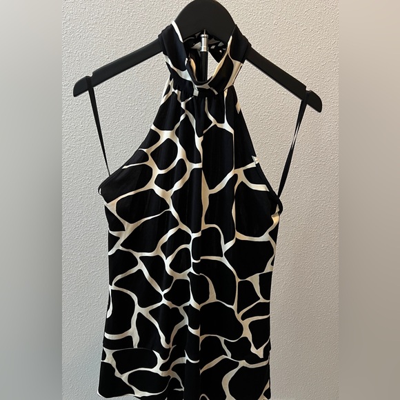 White House Black Market Tops - White House Black Market 100% Silk Animal Print Halter Top/Open back SzL